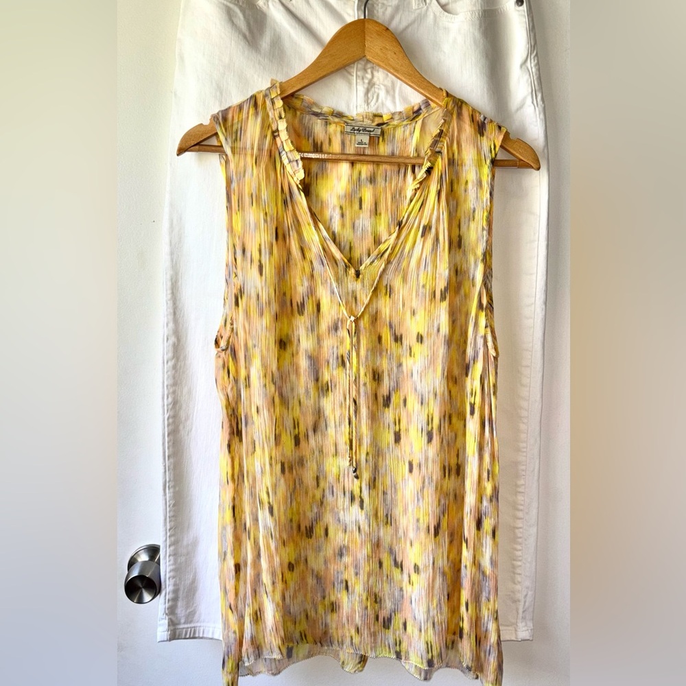 Lucky Brand Silk Print Sheer Sleeveless Blouse